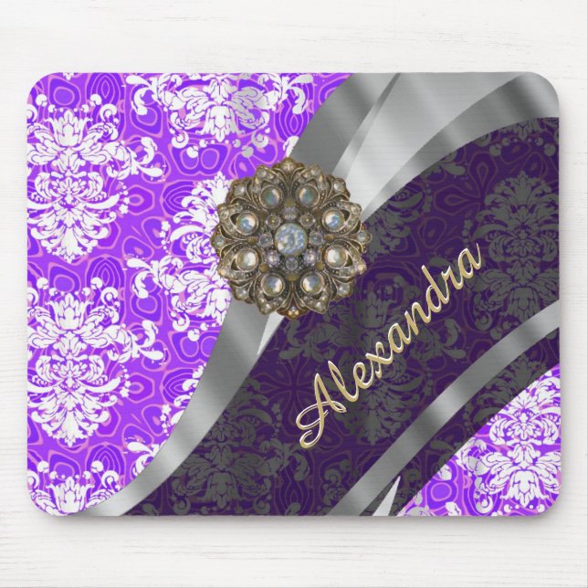 Mousepad Cor damasco feminino bonito roxa personalizada (Frente)