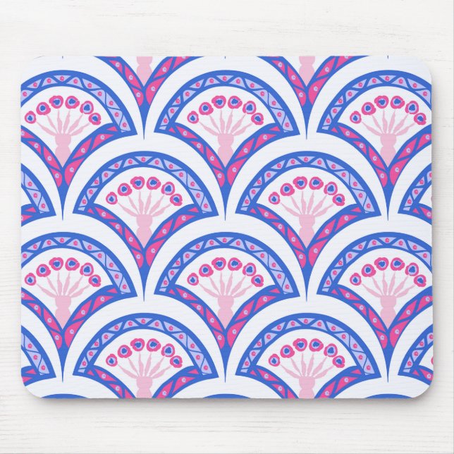 Mousepad cor damasco floral azul (Frente)