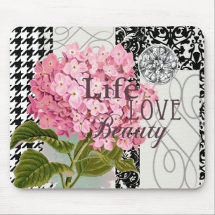 Mousepad Cor damasco Floral Decor Love Life
