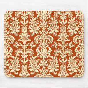 Mousepad Cor damasco floral Oxidação-Vermelha & bege