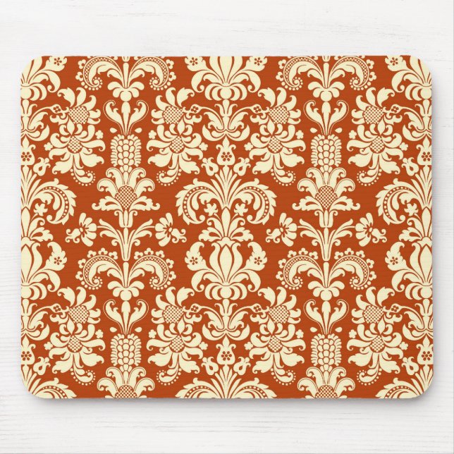 Mousepad Cor damasco Floral Vermelho e bege (Frente)