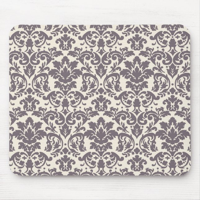 Mousepad cor damasco intrincada de cinza esticada (Frente)
