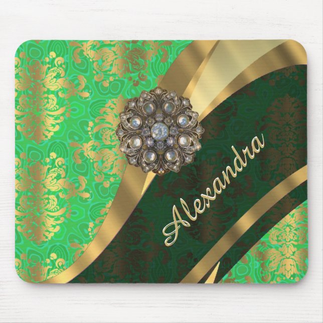 Mousepad cor damasco verde-menina bonito personalizada (Frente)