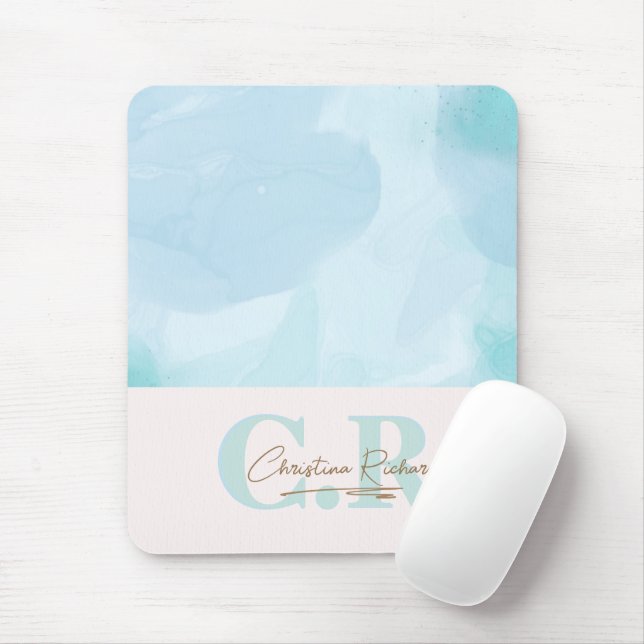 Mousepad Cor de Água Azul Moderna (Com mouse)
