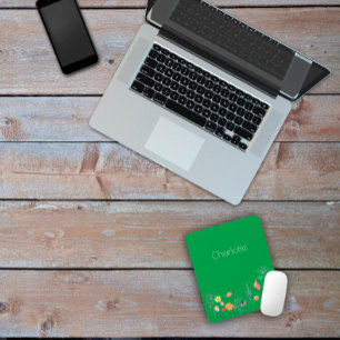 Mousepad Cor-de-água colorida verde vermelha