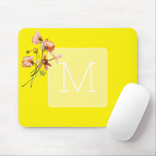 Mousepad Cor de água floral verde neon amarela da tendência
