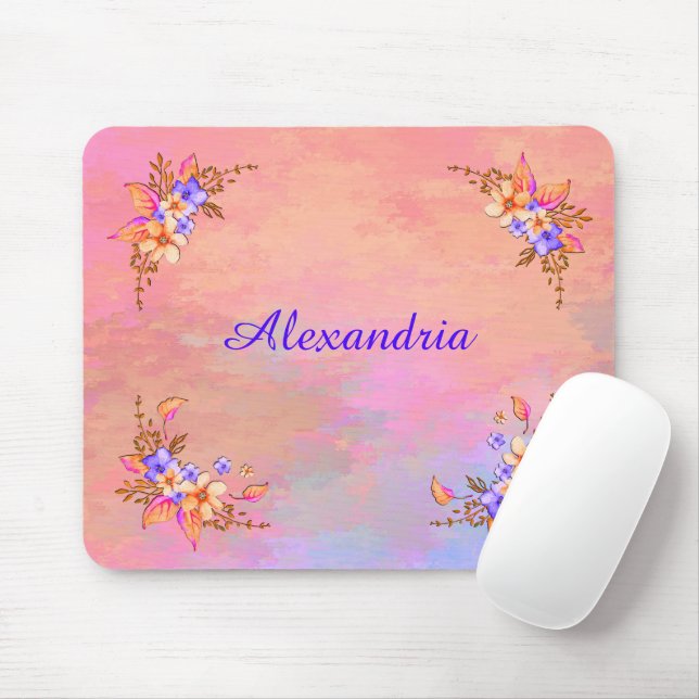 Mousepad Cor de Água Rosa Floral do Jardim (Com mouse)