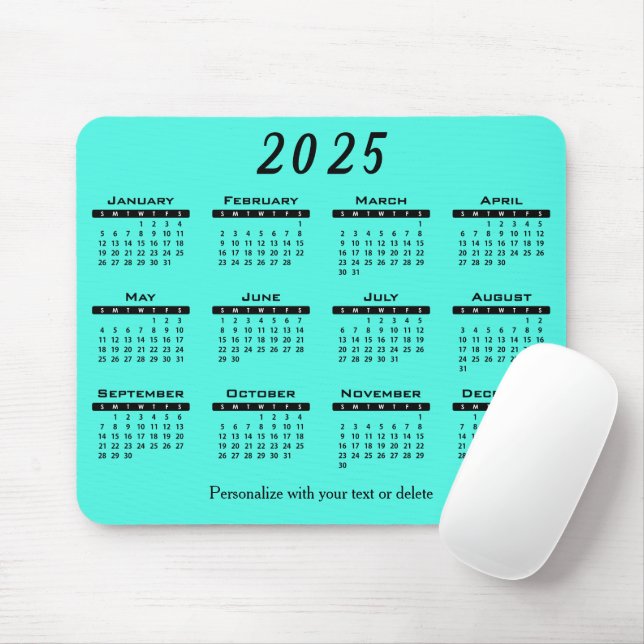 Mousepad Cor de Fundo do Calendário DIY 2025 - Ano (Com mouse)