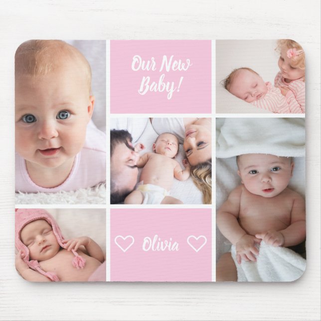 Mousepad Cor-de-rosa - 5 Fotografias Nova Baby Girl (Frente)