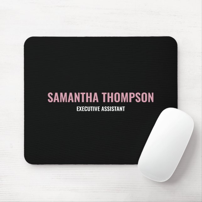 Mousepad Cor-de-rosa-chic moderno, branco e preto (Com mouse)