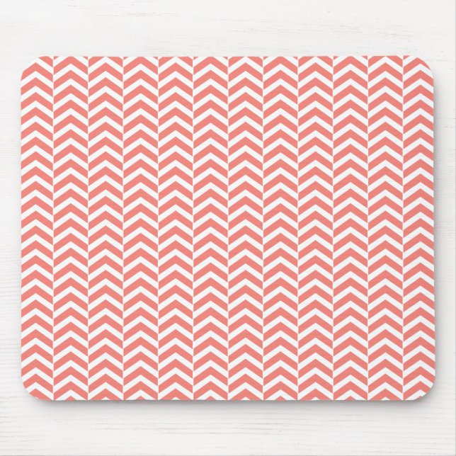 Mousepad Cor-de-rosa com padrão Chevron Teal (Frente)