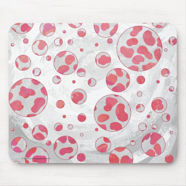 Mousepad Cor-de-rosa e branco dalmáticos bolinhas (Frente)