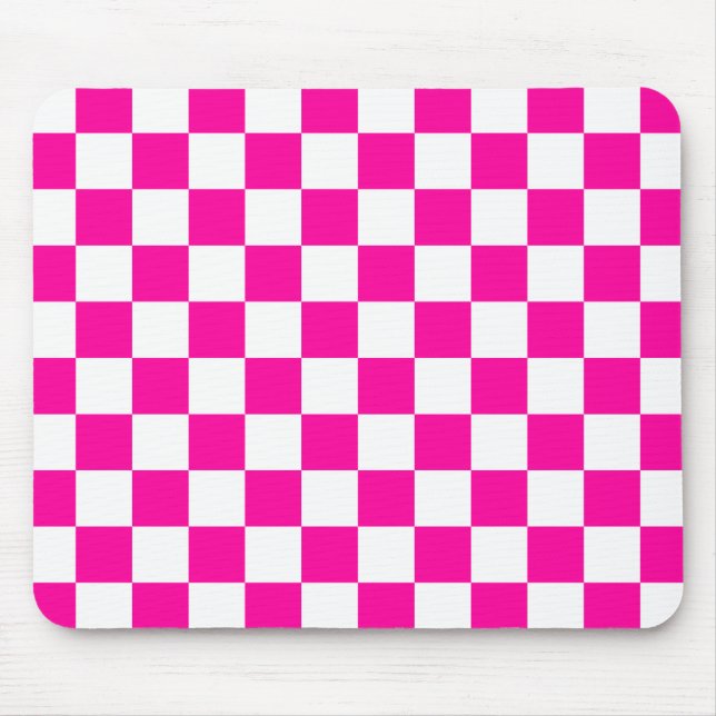Mousepad Cor-de-rosa e branco-neon verificados (Frente)