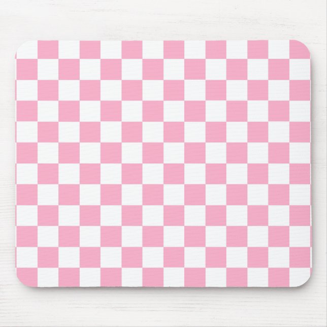 Mousepad Cor-de-rosa e branco verificados (Frente)