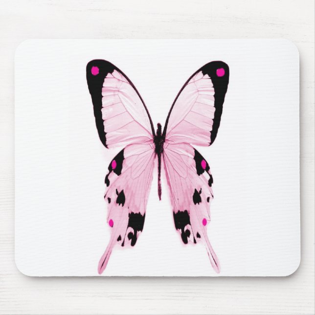 mousepad cor-de-rosa e preto da borboleta (Frente)