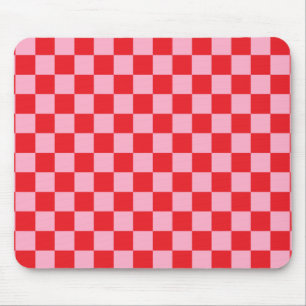 Mousepad Cor-de-rosa e vermelho verificados