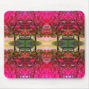 Mousepad Cor-de-rosa estilo Monet Paisagem de outono, folha