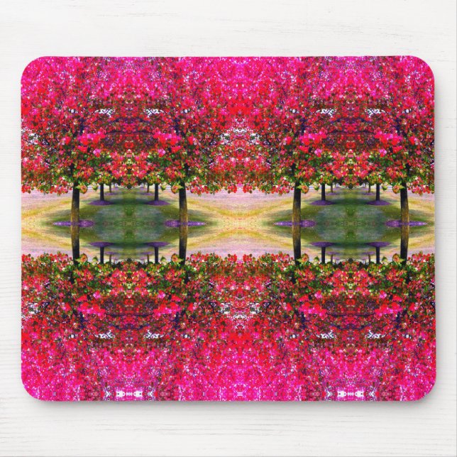 Mousepad Cor-de-rosa estilo Monet Paisagem de outono, folha (Frente)
