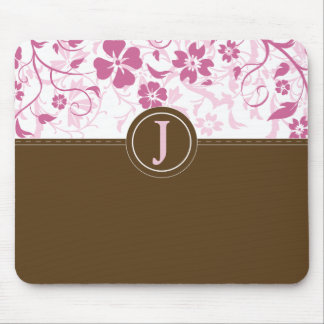 Mousepad cor-de-rosa Monogrammed simples