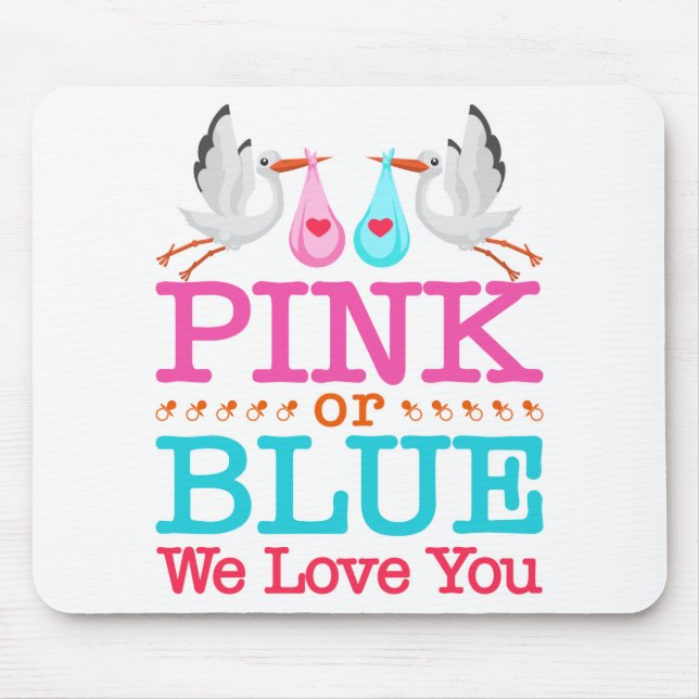 Mousepad Cor-de-rosa ou azul Nós te amamos. (Frente)