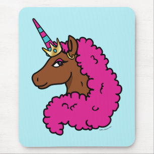Mousepad Cor-de-rosa quente afro Unicorn
