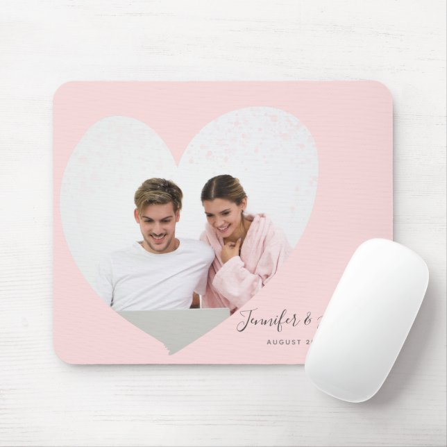 Mousepad Cor-de-rosa-rosa com fotografia do Casal personali (Com mouse)