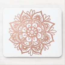 Mousepad Cor-de-rosa rosa Dourado da Flor Mandala