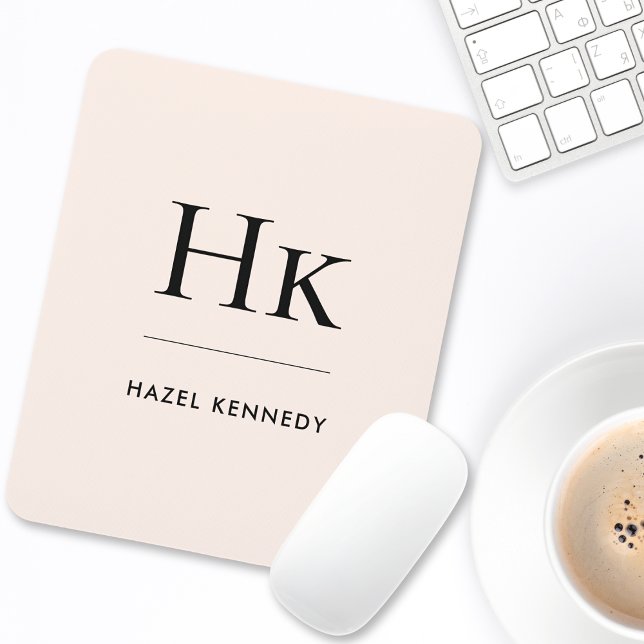 Mousepad Cor-de-rosa rosado clássico Elegante simples monog (Criador carregado)