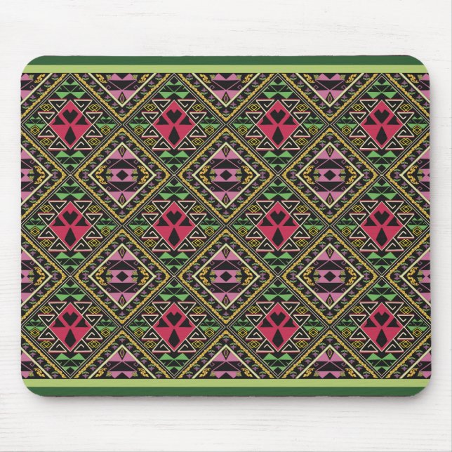 Mousepad Cor-de-rosa vibrante e Abstrato verde (Frente)