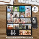 Mousepad Cor Personalizada da Colagem de Fotos do Monograma<br><div class="desc">Crie um mouse colage de fotos com 14 fotos e personalizado com um monograma e nome em opções de cores de fundo e estilos e cores de fonte. A amostra sugere um fundo preto com um monograma clássico em cinzas prateadas e um moderno nome escrito à mão em branco. ALTERAÇÕES:...</div>