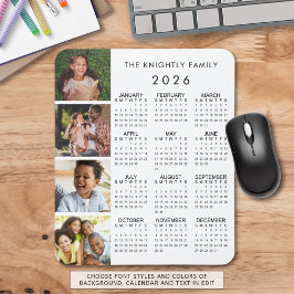 Mousepad Cor Personalizada da Família de Calendários 2026