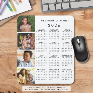 Mousepad Cor Personalizada da Família de Calendários 2026