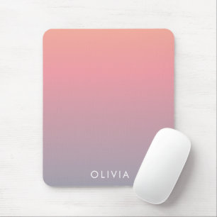 Mousepad Cor Rosa Bonito Colorido Ombre Nome Personalizado