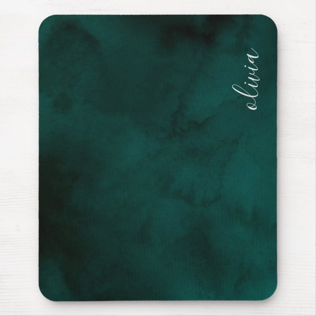 Mousepad Cor verde-escura Monograma Nome (Frente)