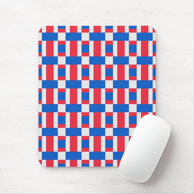 Mousepad Cor Vermelha Branca E Azul Impressão Bloqueados (Com mouse)