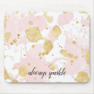 Mousepad Cora o abstrato Dourado cor-de-rosa dos Splatters