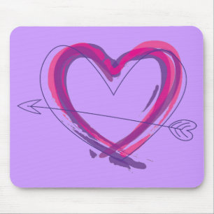 Mousepad Coração abstrato no roxo e no rosa
