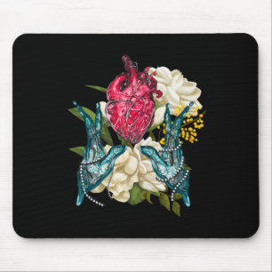 Mousepad Coração Anatômico E Flores Namorados Médico
