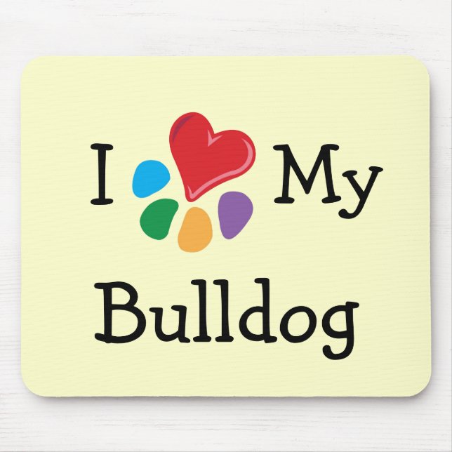 Mousepad Coração animal de Lover_I meu buldogue (Frente)