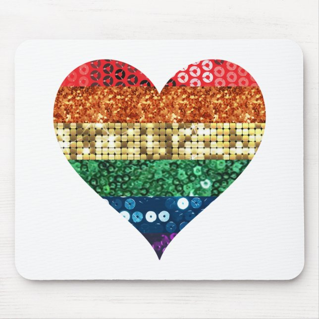 Mousepad coração arco-íris lgbt (Frente)