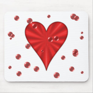 Mousepad Coração & bolhas (brancos)