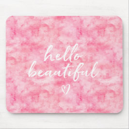 Mousepad Coração bonito cor-de-rosa da aguarela olá!