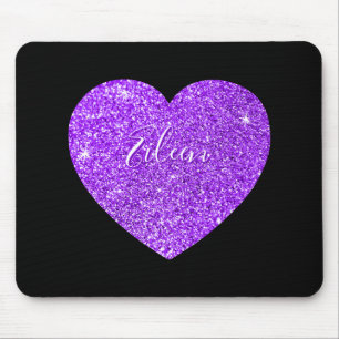 Mousepad Coração Brilhante Negra e Roxo