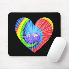 Mousepad Coração Colorida Tie Dye