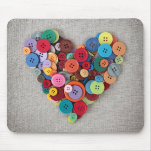 Mousepad Coração colorido dos botões