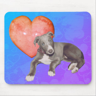 Mousepad Coração Cor-de-Rosa Cinzenta Azul
