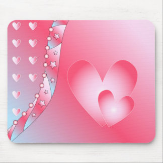Mousepad Coração cor-de-rosa e branco