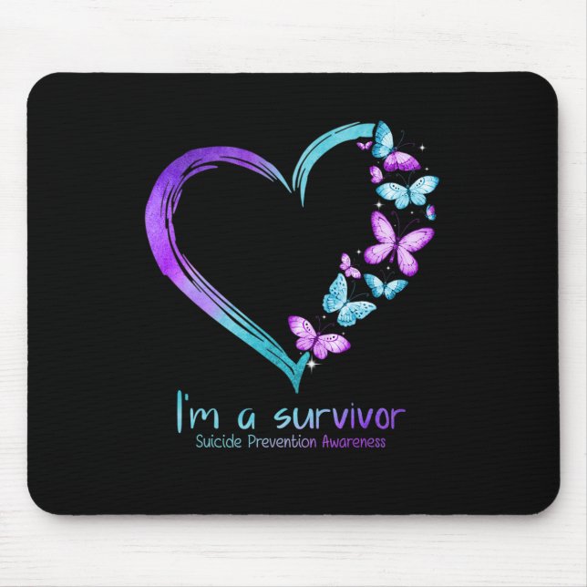 Mousepad Coração da borboleta Eu sou um Sobrevivente, Preve (Frente)