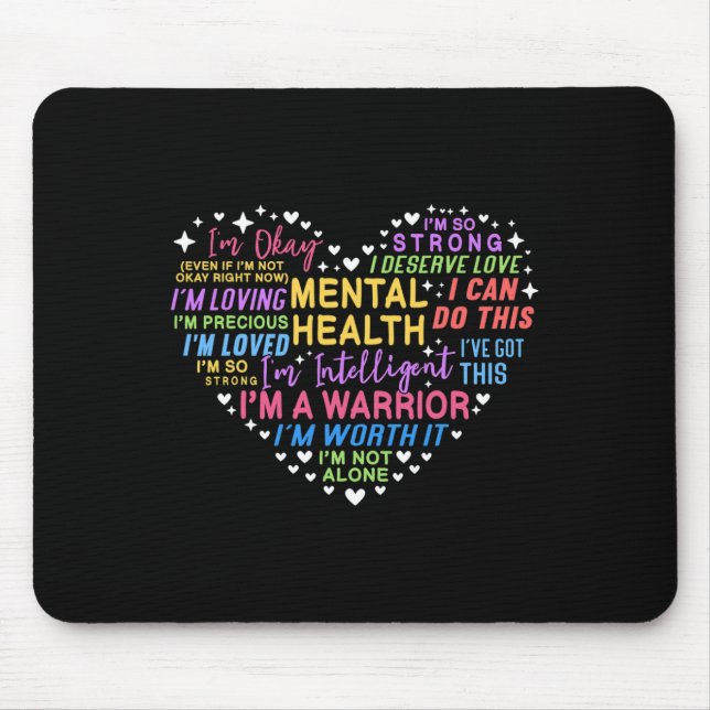 Mousepad Coração da Consciência da Saúde Mental (Frente)