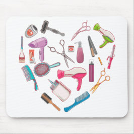 Mousepad Coração da Ferramenta Hairdresser Hairstylist